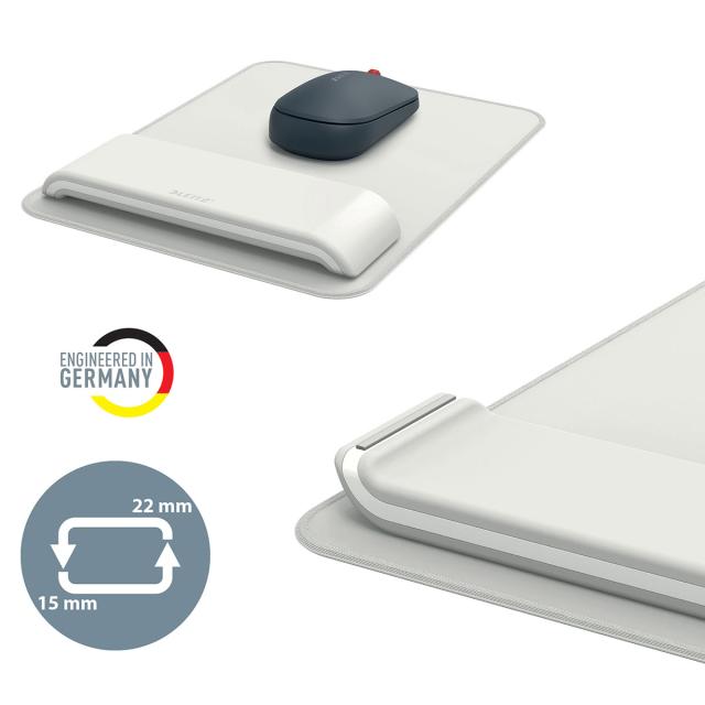 Mouse pad Leitz Ergo, cu suport ergonomic pentru incheietura mainii, ajustabil, gri-pastel