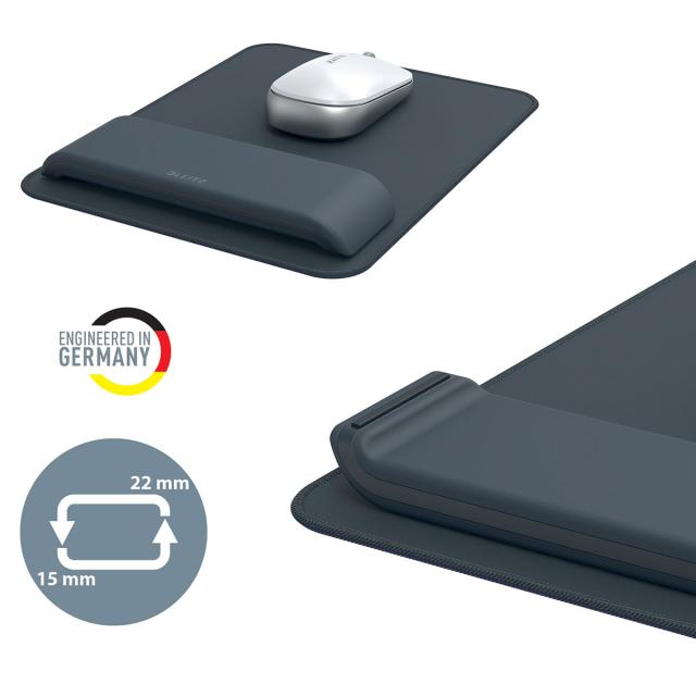 Mouse pad Leitz Ergo, cu suport ergonomic pentru incheietura mainii, ajustabil, gri-carbune