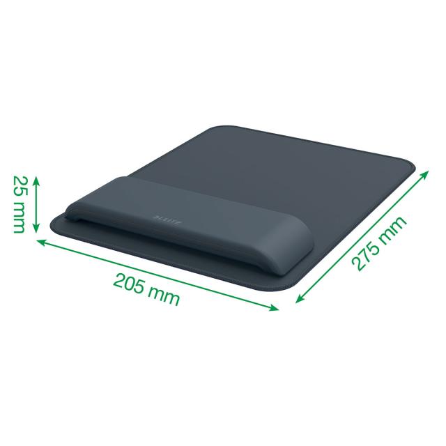 Mouse pad Leitz Ergo, cu suport ergonomic pentru incheietura mainii, ajustabil, gri-carbune