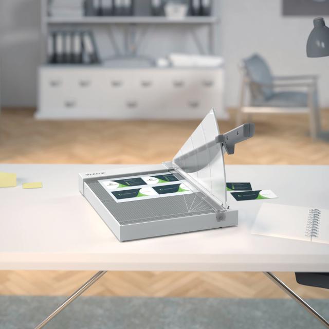 Ghilotina Leitz Home Office Precision, A4, 10 coli, indicator laser inclus, gri