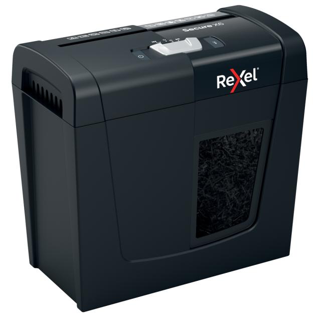 Distrugator documente manual REXEL SECURE X6, P4, cross-cut (confeti), 6 coli, 10l, negru