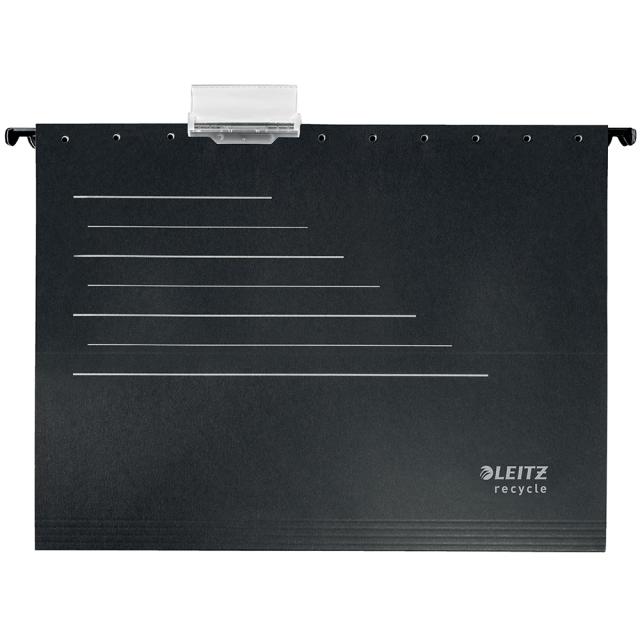 Dosar suspendabil Leitz Alpha Recycle, carton, 100% reciclat, certificare Blue Angel, reciclabil, A4, negru