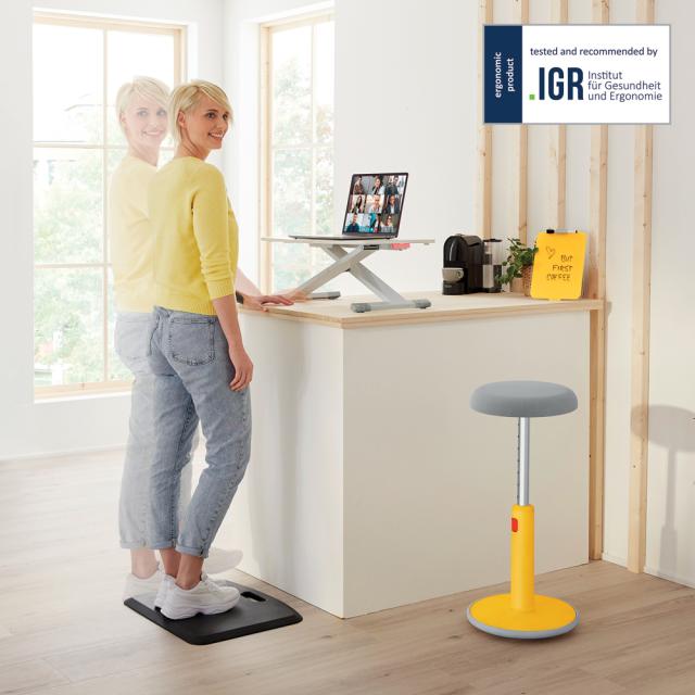 Statie de lucru ergonomica Leitz Cosy, cu sertar pentru tastatura, gri deschis