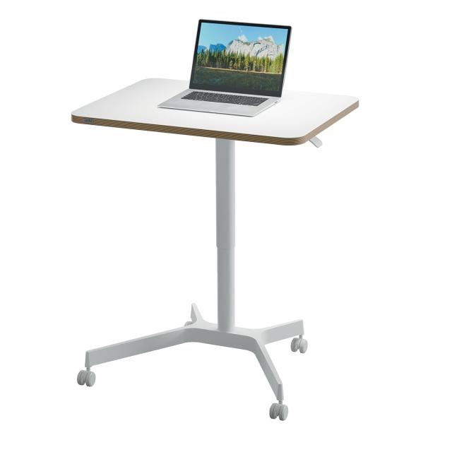 Birou ergonomic Leitz Ergo, pneumatic, ajustabil pe inaltime, alb