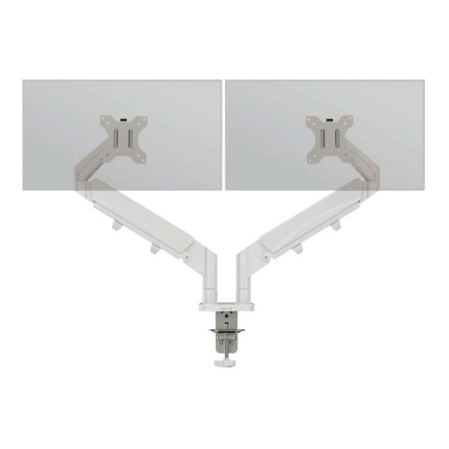 Suport pentru monitor Leitz Ergo, 2 brate ajustabile si extensibile, cu fixare pe birou, gri-deschis