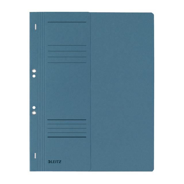 Dosar cu sina Leitz 1/2, carton, 100% reciclat, certificare Blue Angel, A4, cu capse, 170 coli, albastru