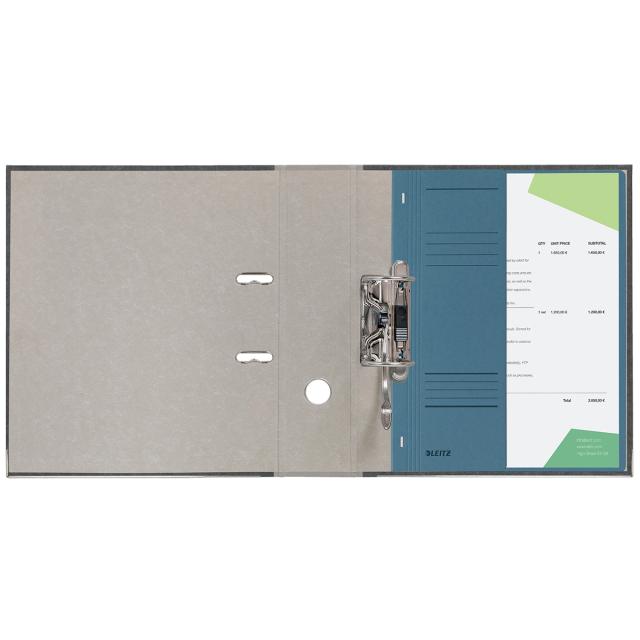 Dosar cu sina Leitz 1/2, carton, 100% reciclat, certificare Blue Angel, A4, cu capse, 170 coli, albastru