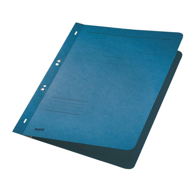 Dosar cu sina Leitz 1/1, carton, 100% reciclat, certificare Blue Angel, A4, cu capse, 170 coli, albastru