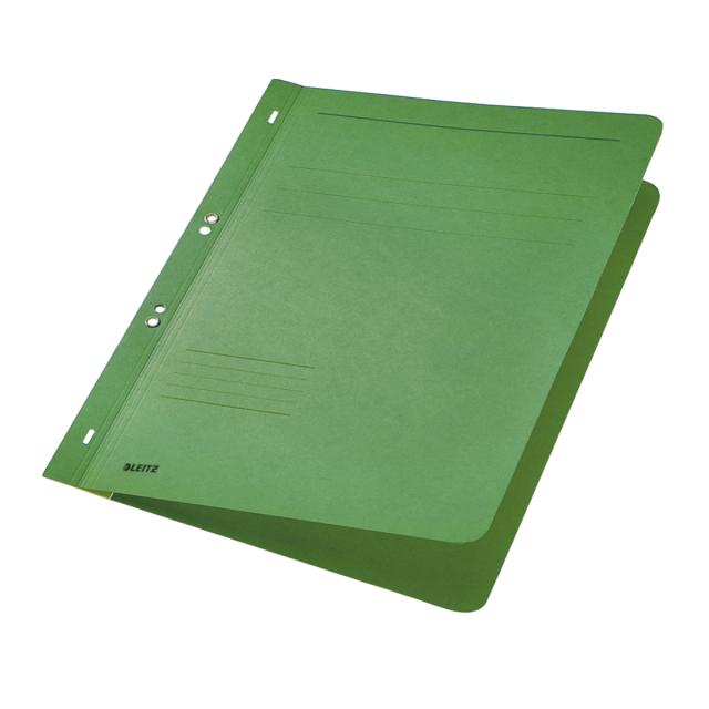 Dosar cu sina Leitz 1/1, carton, 100% reciclat, certificare Blue Angel, A4, cu capse, 170 coli, verde