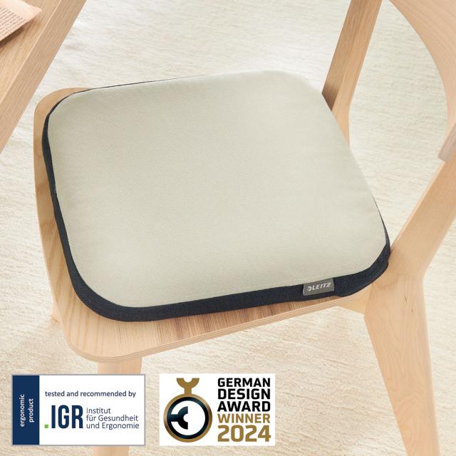 Pernuta ergonomica Leitz Ergo, pentru scaun, husa lavabila, gri-pastel