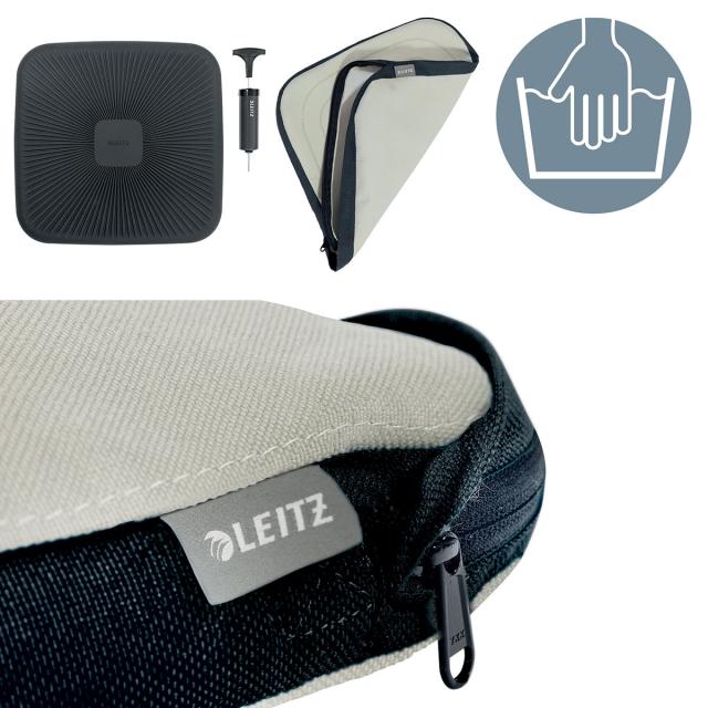 Pernuta ergonomica Leitz Ergo, pentru scaun, husa lavabila, gri-pastel