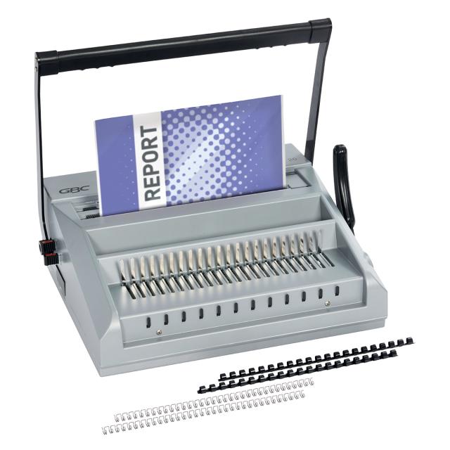 Masina de indosariat profesionala GBC Multibind MB20, manuala, cu spire din plastic sau metalice, A4, 20/270 coli, gri