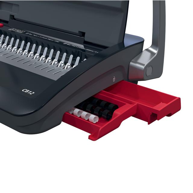 Masina de indosariat GBC CombBind CB12, manuala, cu spire din plastic, A4, 12/165 coli, negru-argintiu