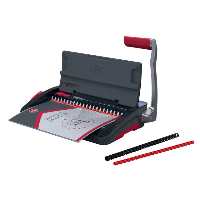 Masina de indosariat GBC CombBind CB12, manuala, cu spire din plastic, A4, 12/165 coli, negru-argintiu