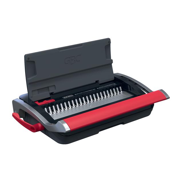 Masina de indosariat GBC CombBind CB15, manuala, cu spire din plastic, A4, 15/165 coli, negru-argintiu