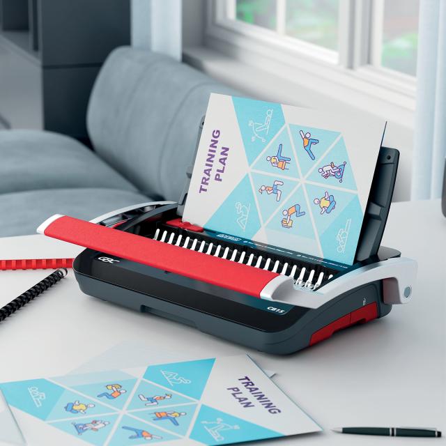 Masina de indosariat GBC CombBind CB15, manuala, cu spire din plastic, A4, 15/165 coli, negru-argintiu