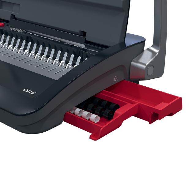 Masina de indosariat GBC CombBind CB15, manuala, cu spire din plastic, A4, 15/165 coli, negru-argintiu