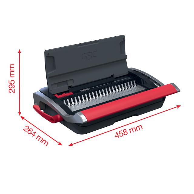 Masina de indosariat GBC CombBind CB15, manuala, cu spire din plastic, A4, 15/165 coli, negru-argintiu
