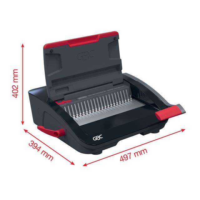 Masina de indosariat GBC CombBind CB20, manuala, cu spire din plastic, A4, 20/240 coli, negru-argintiu