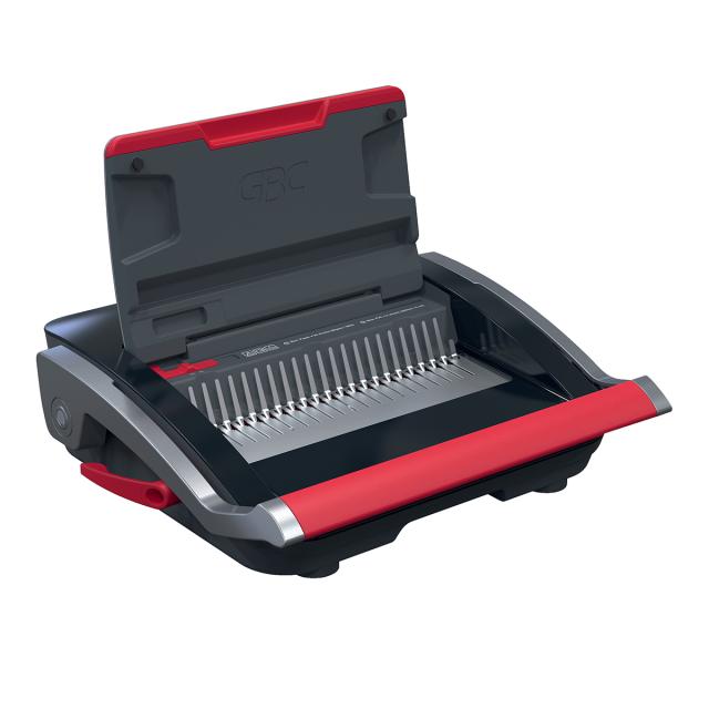Masina de indosariat GBC CombBind CB25, manuala, cu spire de plastic, A4, 25/390 coli, negru-argintiu