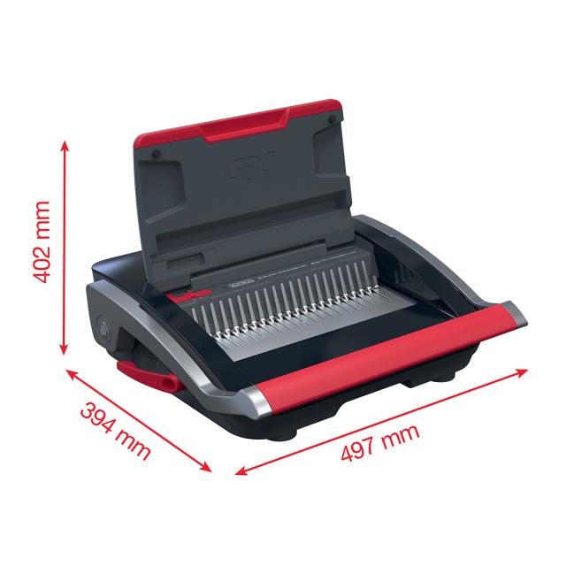 Masina de indosariat GBC CombBind CB25, manuala, cu spire de plastic, A4, 25/390 coli, negru-argintiu