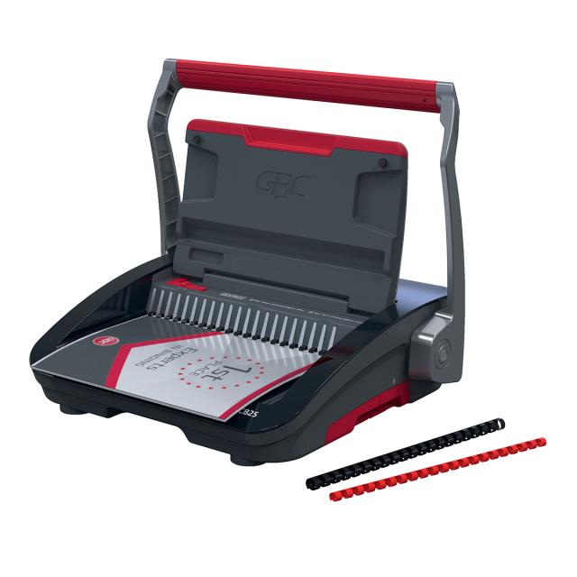 Masina de indosariat GBC CombBind CB25, manuala, cu spire de plastic, A4, 25/390 coli, negru-argintiu
