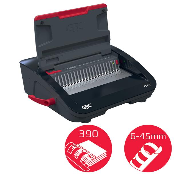 Masina de indosariat GBC CombBind CB25E, electrica, cu spire de plastic, A4, 25/390 coli, negru-argintiu