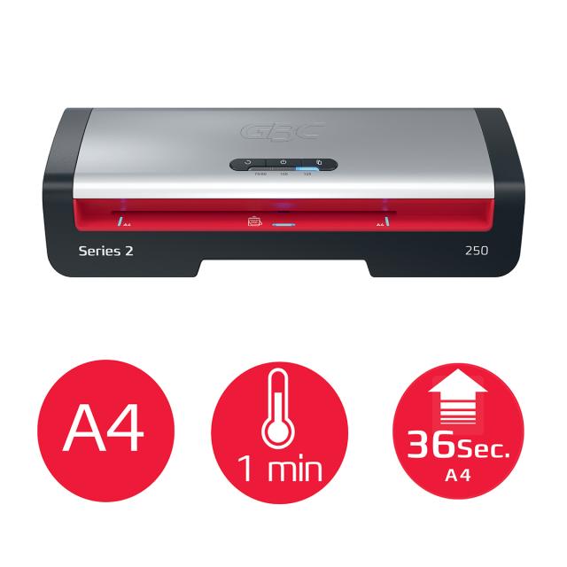 Laminator GBC 250 Office, A4, kit folii laminare inclus, negru-argintiu