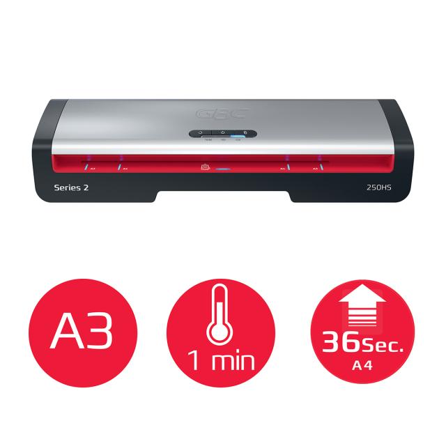 Laminator GBC 250HS Office, A3. kit folii laminare inclus, negru-argintiu