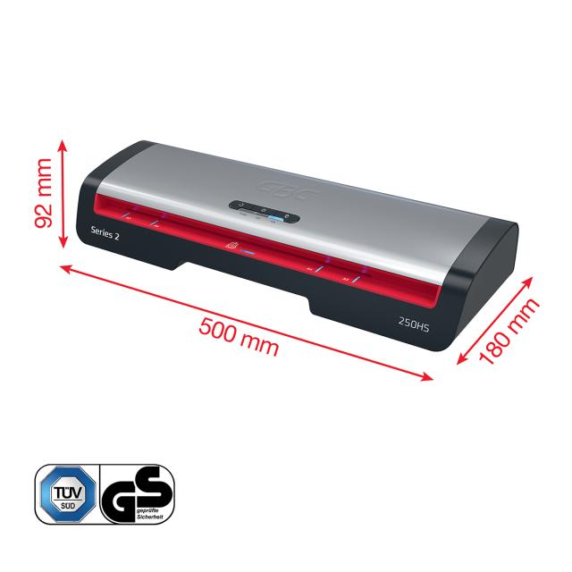 Laminator GBC 250HS Office, A3. kit folii laminare inclus, negru-argintiu