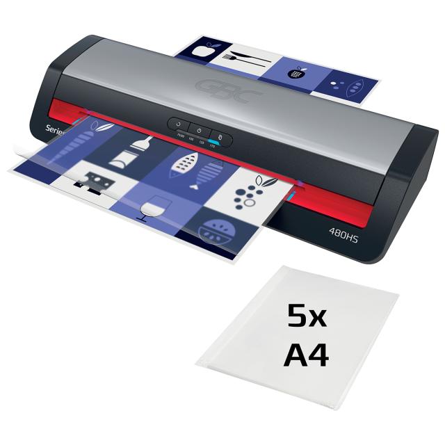Laminator GBC 480HS Office Pro, A3, kit folii laminare inclus, negru-argintiu