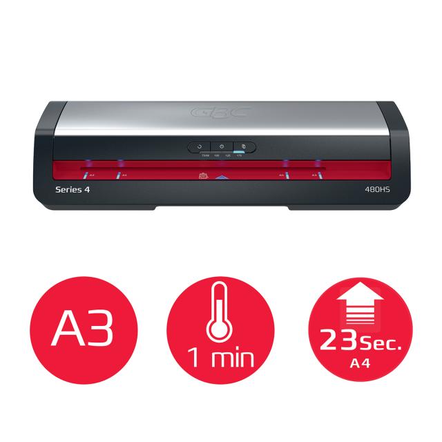 Laminator GBC 480HS Office Pro, A3, kit folii laminare inclus, negru-argintiu