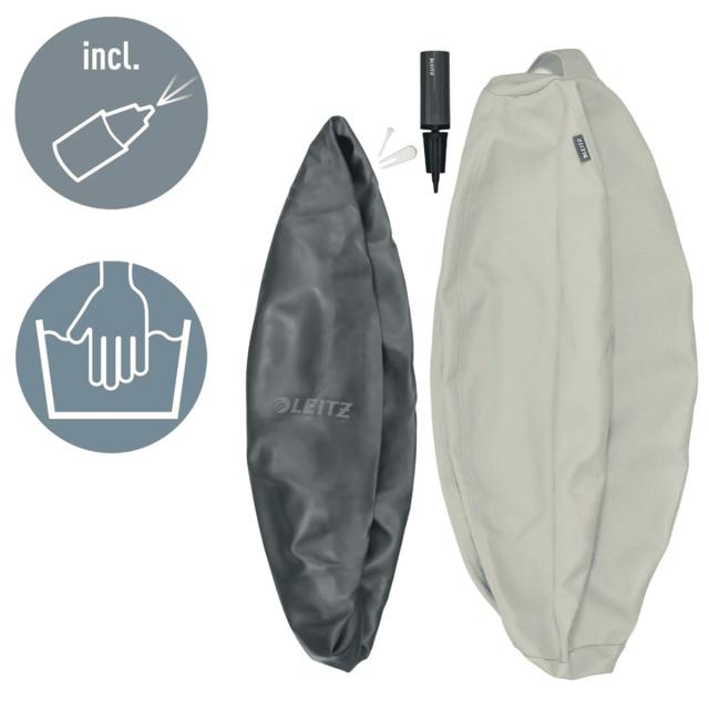 Minge ergonomica Leitz Ergo, pentru sezut sau fitness, cu functie de oprire, 75 cm, gri-pastel