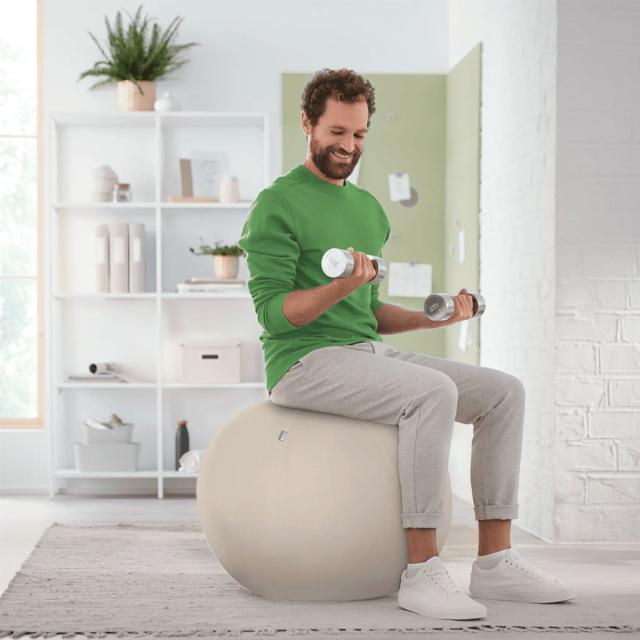 Minge ergonomica Leitz Ergo, pentru sezut sau fitness, cu functie de oprire, 75 cm, gri-pastel