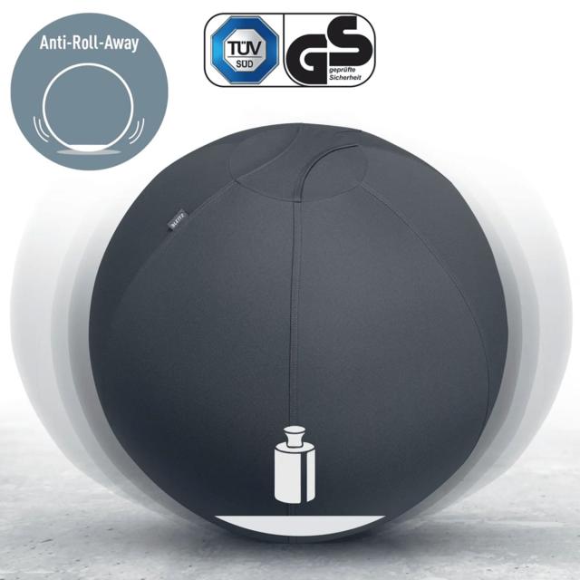 Minge ergonomica Leitz Ergo, pentru sezut sau fitness, cu functie de oprire, 75 cm, gri-carbune