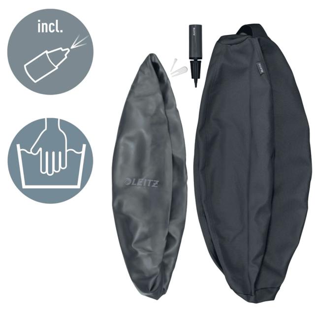 Minge ergonomica Leitz Ergo, pentru sezut sau fitness, cu functie de oprire, 75 cm, gri-carbune