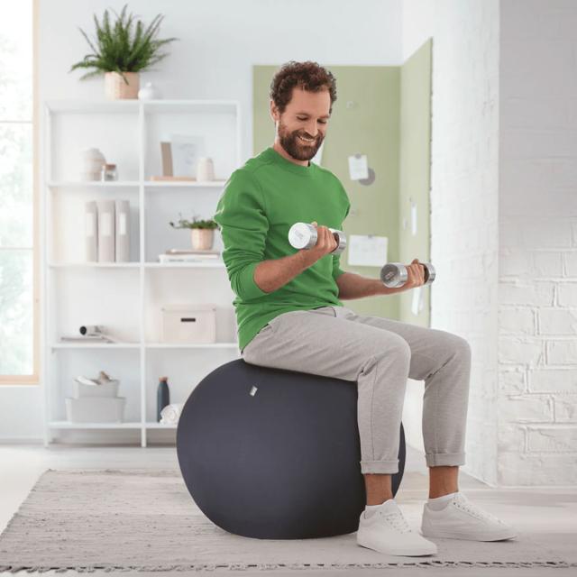 Minge ergonomica Leitz Ergo, pentru sezut sau fitness, cu functie de oprire, 75 cm, gri-carbune