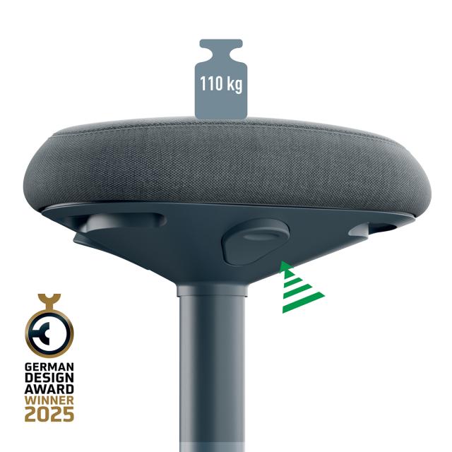 Scaun ergonomic Leitz Ergo, pozitie sezut/ in picioare, inaltime reglabila, gri-carbune