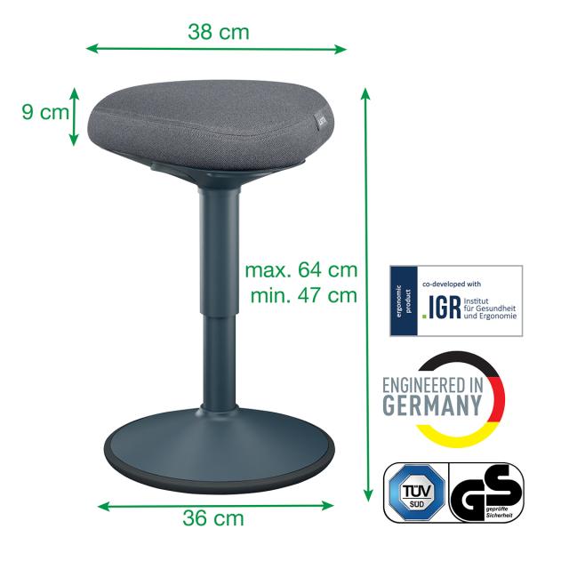 Scaun ergonomic Leitz Ergo, pozitie sezut/ in picioare, inaltime reglabila, gri-carbune
