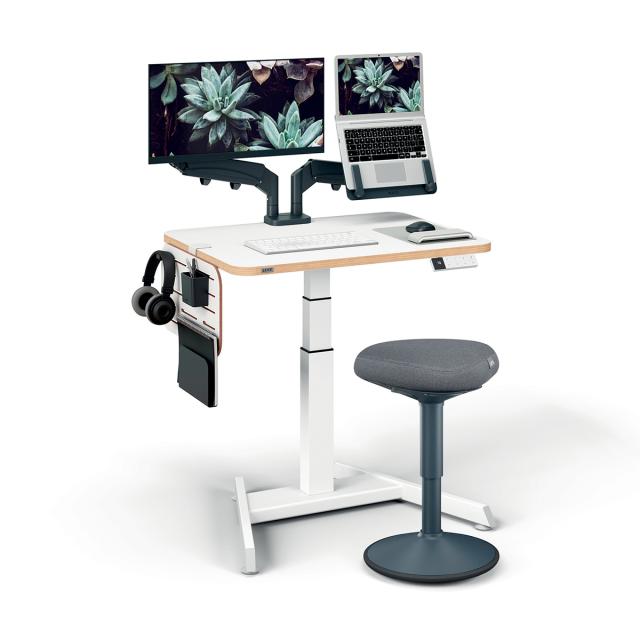 Scaun ergonomic Leitz Ergo, pozitie sezut/ in picioare, inaltime reglabila, gri-carbune