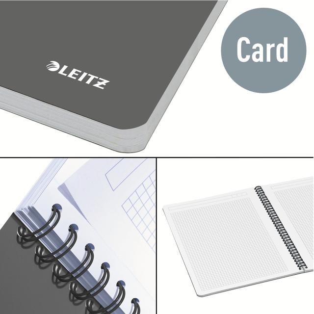 Caiet cu spira A4 Leitz Office, carton laminat FSC, 90f, matematica, verde