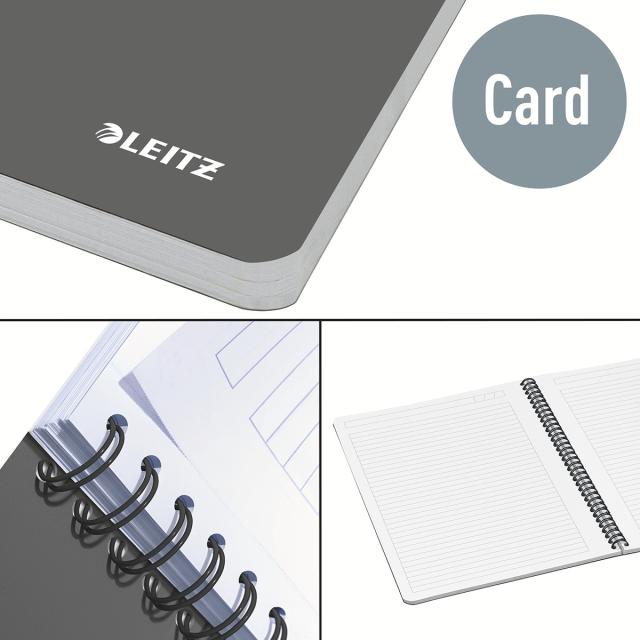 Caiet cu spira A4 Leitz Office, carton laminat FSC, 90f, dictando, rosu