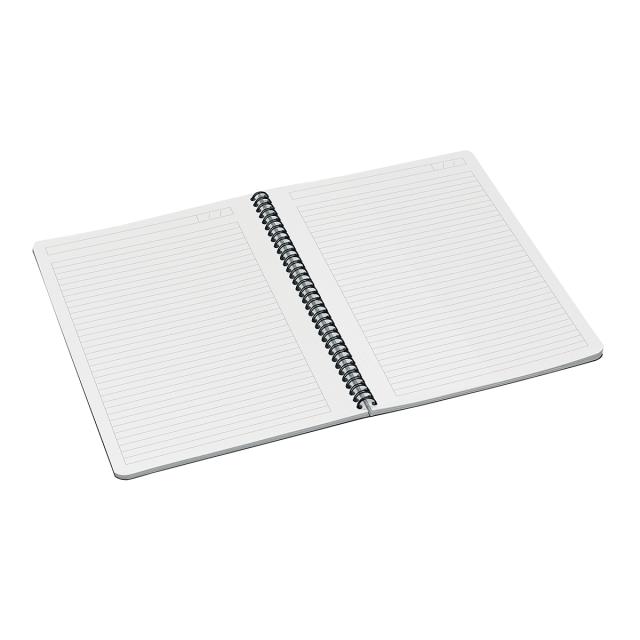 Caiet cu spira A4 Leitz Office, carton laminat FSC, 90f, dictando, gri