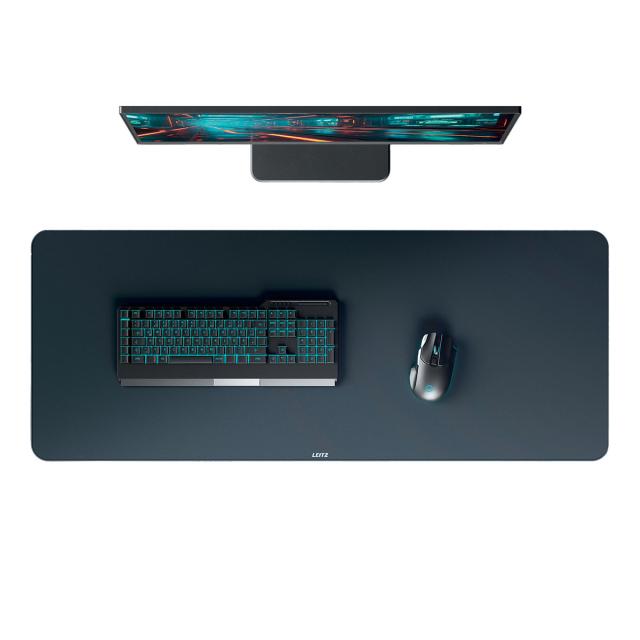 Mapa de birou Leitz, 100x40 cm, material textil, pentru gaming, gri 