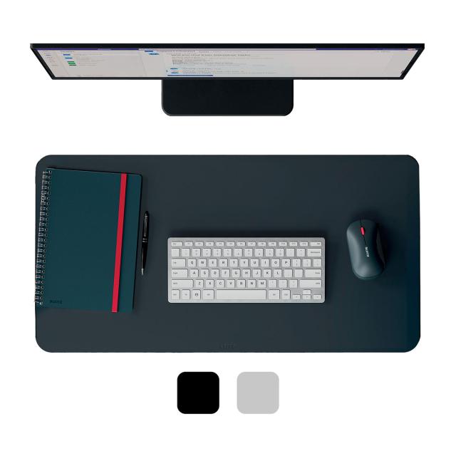 Mapa de birou Leitz, 70x36 cm, piele ecologica, material reciclat, gri-garbune