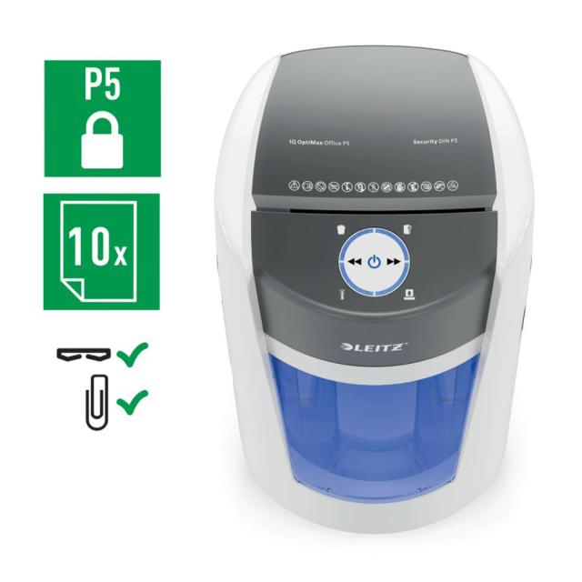 Distrugator Leitz IQ OptiMax Small Office 350 P5, micro-cut, 8 coli