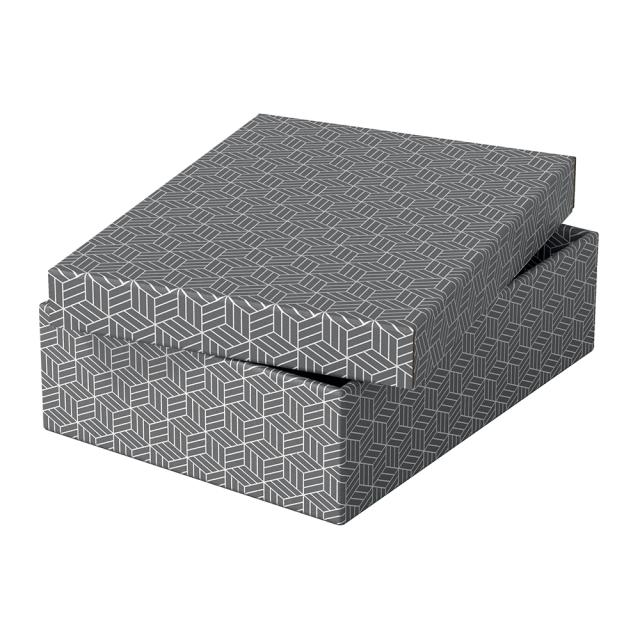Cutie depozitare Esselte Home Recycled, carton reciclat si reciclabil, 360x265x100 mm, cu capac, 3 bucati/set, gri
