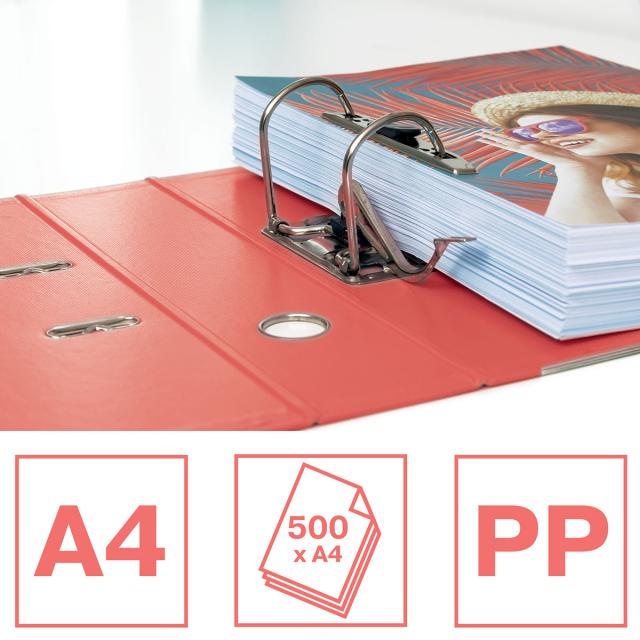 Biblioraft Esselte No.1 Power Colour'Breeze, PP/PP, partial reciclat, certificare FSC, A4, 75 mm, corai