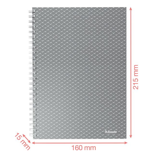 Caiet de birou Esselte Colour'Breeze, carton, reciclabil, certificare FSC, A5, 80 coli, cu spira, matematica, albastru 
