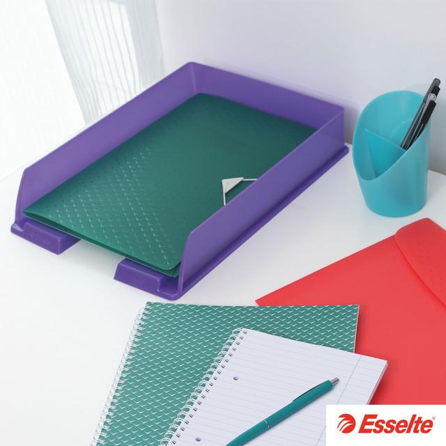 Caiet de birou Esselte Colour'Breeze, carton, reciclabil, certificare FSC, A5, 80 coli, cu spira, matematica, corai